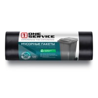 ONE service Пакеты для мусора HD 70*105 см 120л/20шт черные (30шт/ящ)